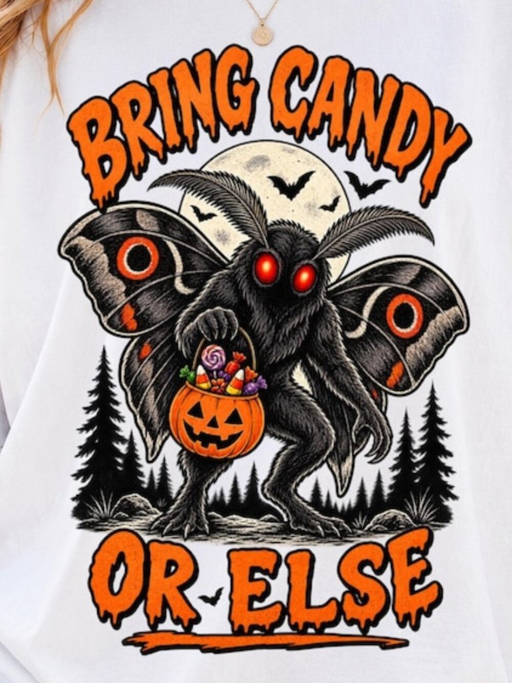 Bring Candy or Else Mothman Shirt, Funny Halloween Shirt - Picture 2 of 4